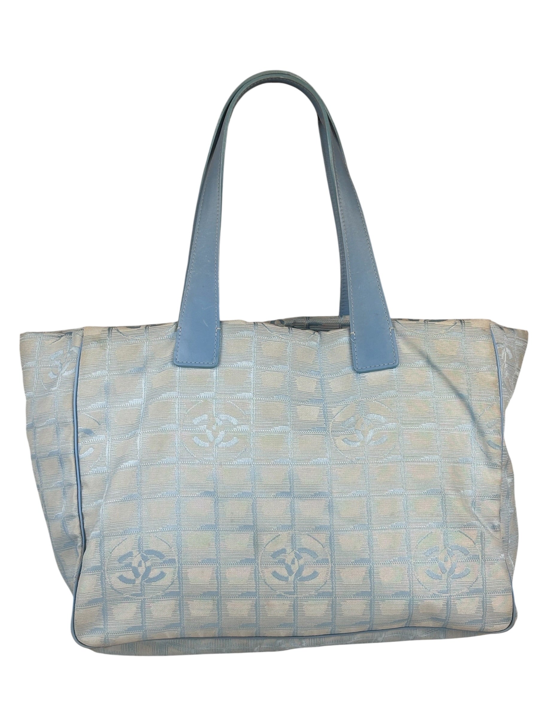Chanel Blue Leather Trim New Travel Tote Bag 2002