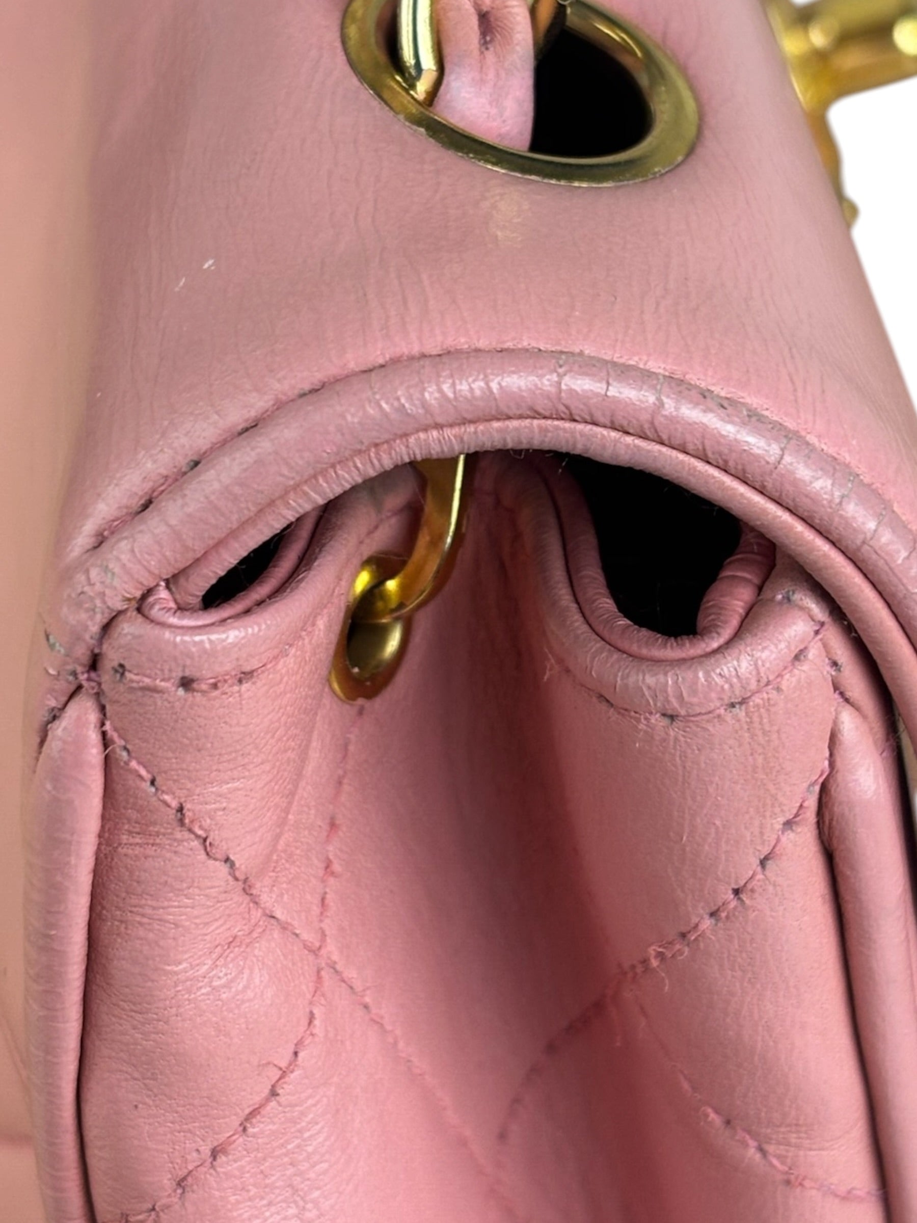 Chanel Vintage Pink Quilted Leather Trapezoid Flap Bag