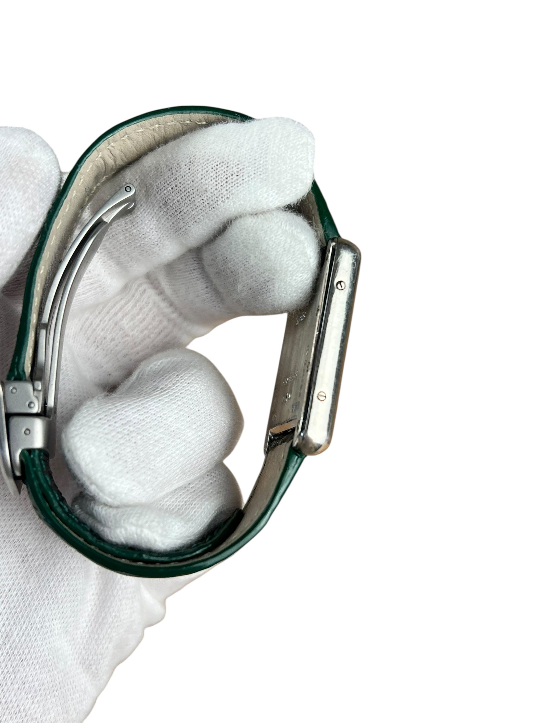 Cartier Must de Tank Green Croc Strap White Dial