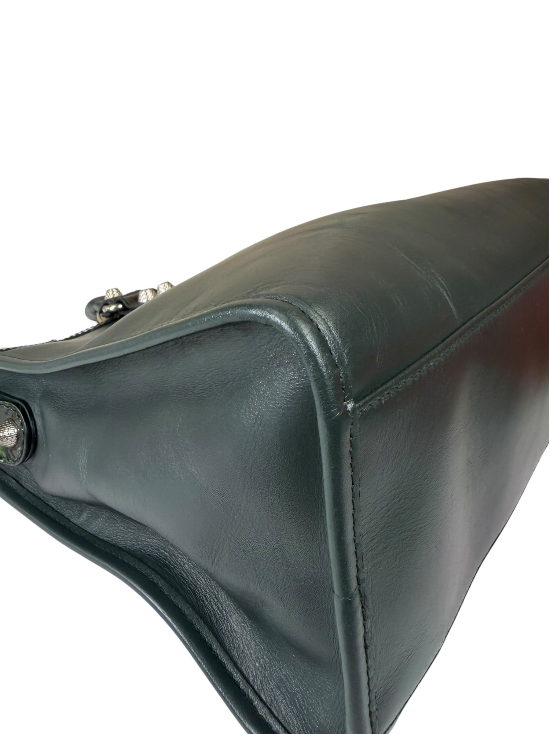 Balenciaga Green Calfskin Metallic Trim Giant 12 City Bag