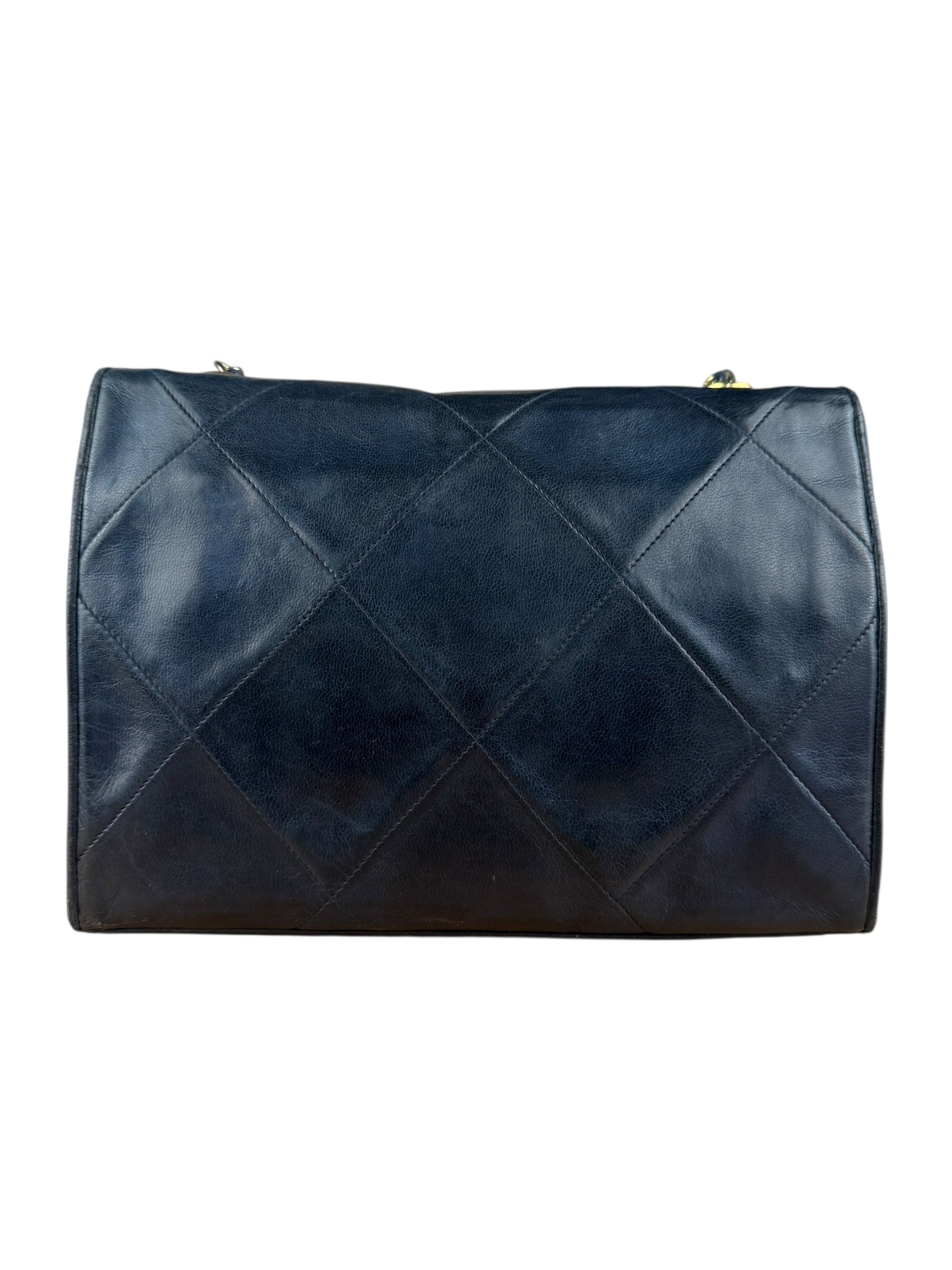 Chanel Black Diamond Stitch Flap CC Bag 1988