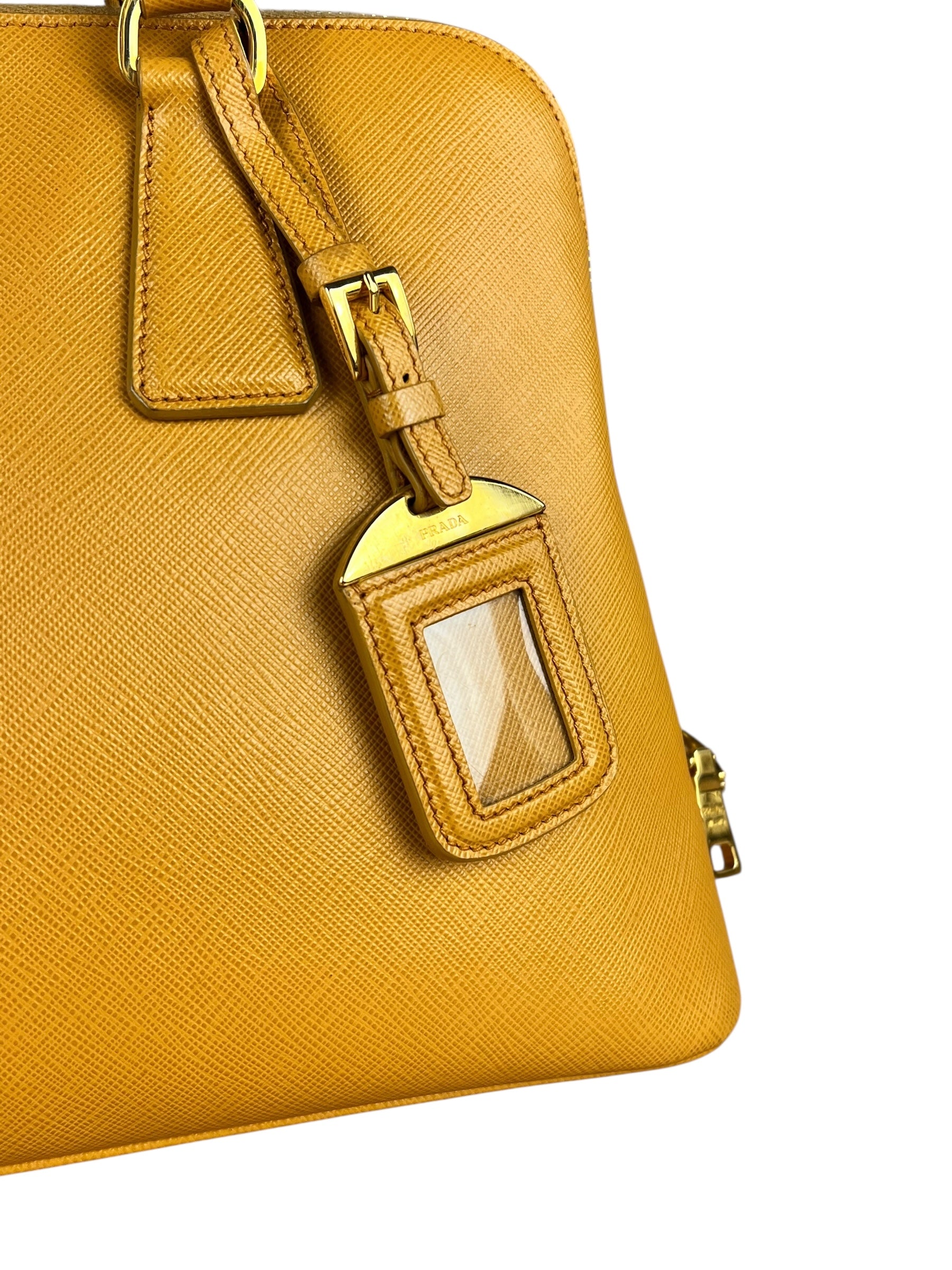Prada Saffiano Promenade Handbag Mustard