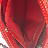 Chanel Red Patent Quilted Leather Large Just Mademoiselle Bowling Bag