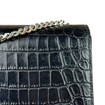 Yves Saint Laurent Black Croc-Embossed Calfskin Kate Tassel Shoulder Bag