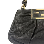 Fendi Black Leather Mia Chain Hobo Bag