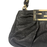 Fendi Black Leather Mia Chain Hobo Bag