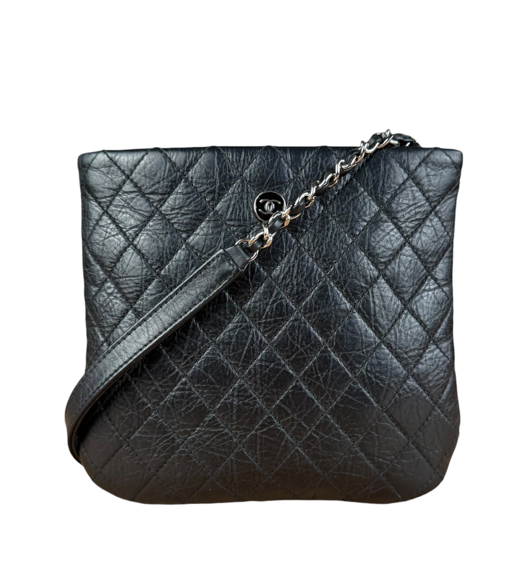 Chanel Black Quilted Leather Uniform Chain Crossbody 2018