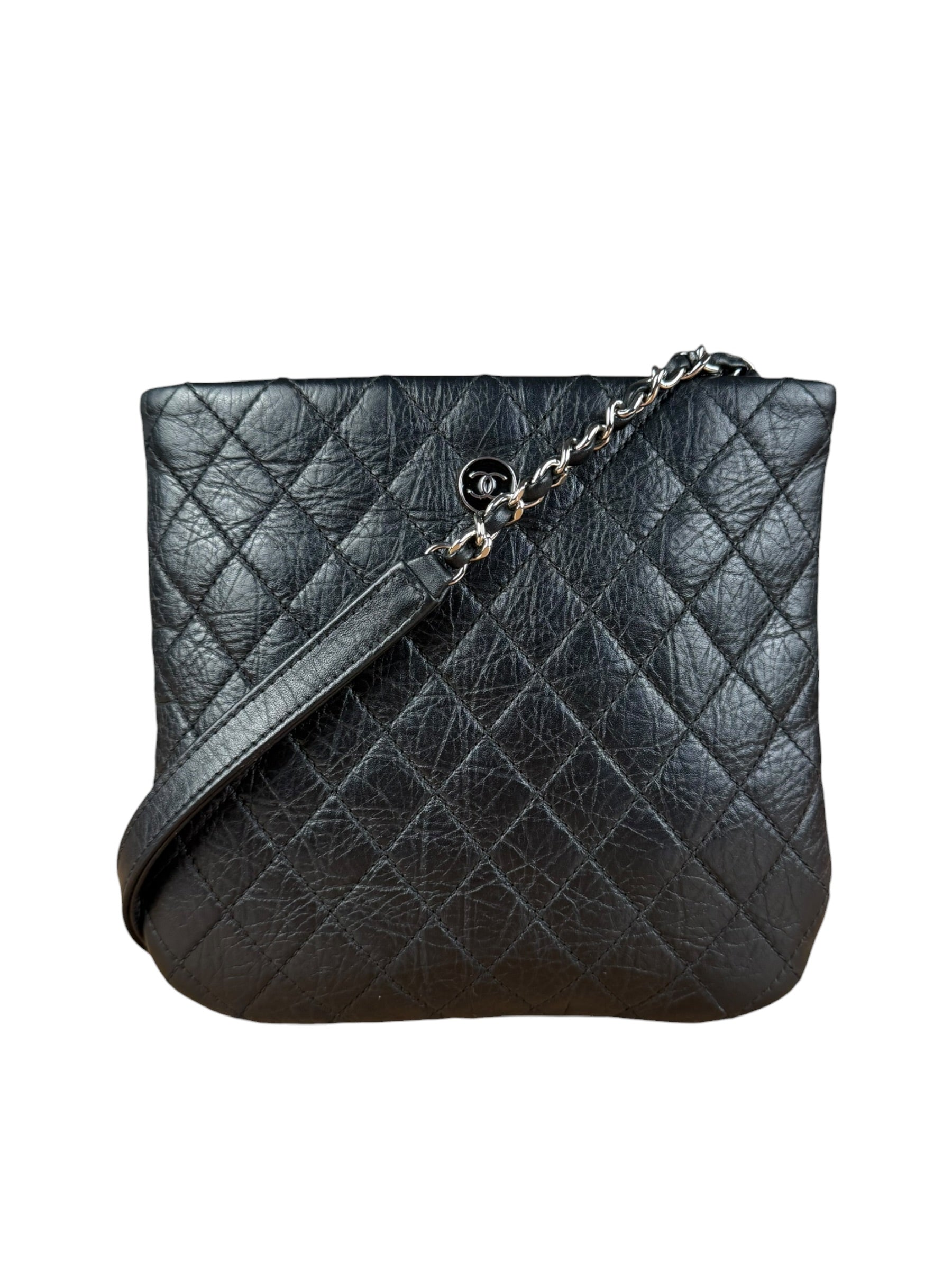 Chanel Black Quilted Leather Uniform Chain Crossbody 2018
