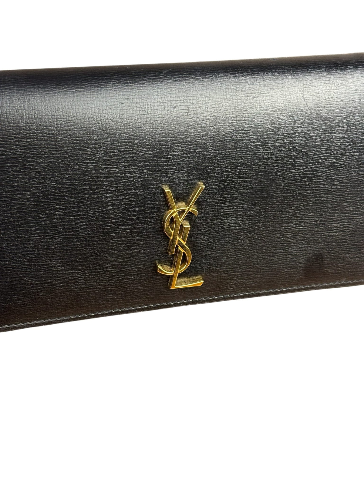 YSL Black Leather Cassandre Shoulder Bag