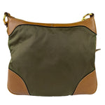 Prada Green/Brown Nylon/Leather Trim Crossbody Bag