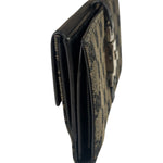 Gucci Black Leather Trim GG Flap Long Wallet
