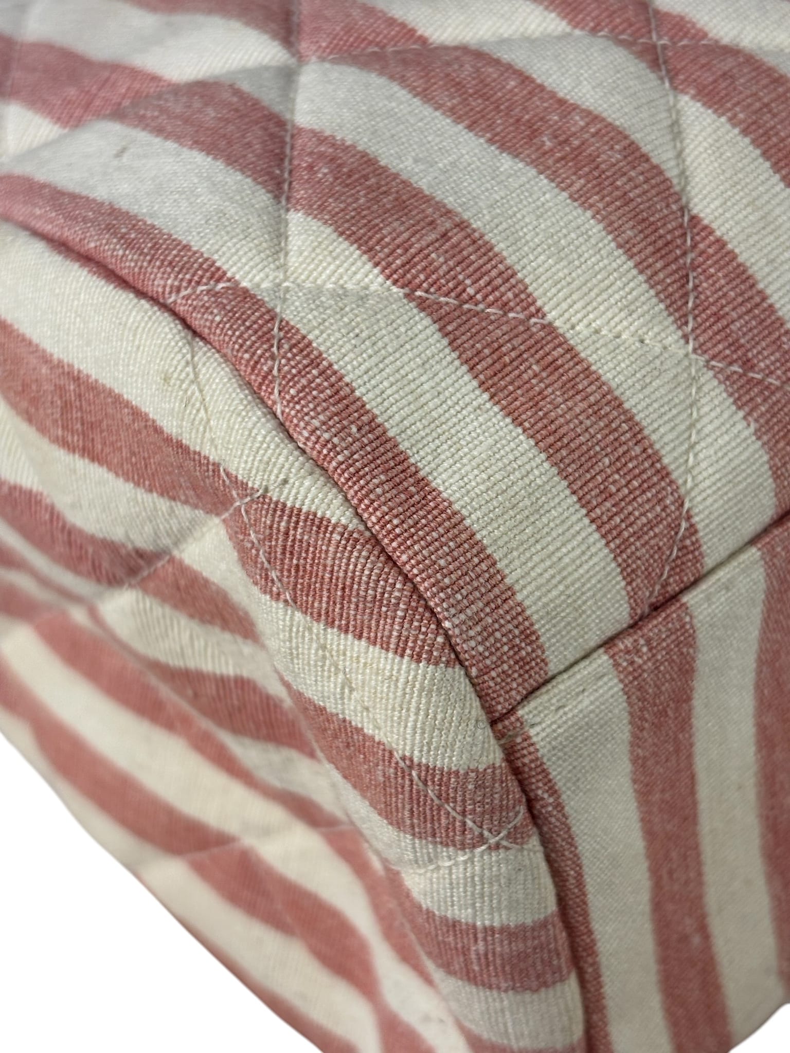 Chanel Vintage Pink/Cream Denim Maxi Stripped Tote 1994