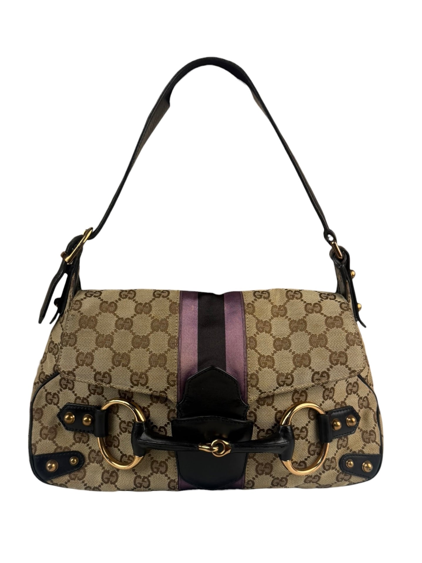 Gucci GG Canvas Web Horsebit Shoulder Bag