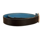 Hermes Tuareg H Solid Silver Buckle Black/Blue Belt