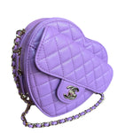 Chanel CC In Love Purple Quilted Leather Heart Bag 2022