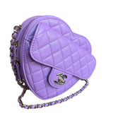 Chanel CC In Love Purple Quilted Leather Heart Bag 2022