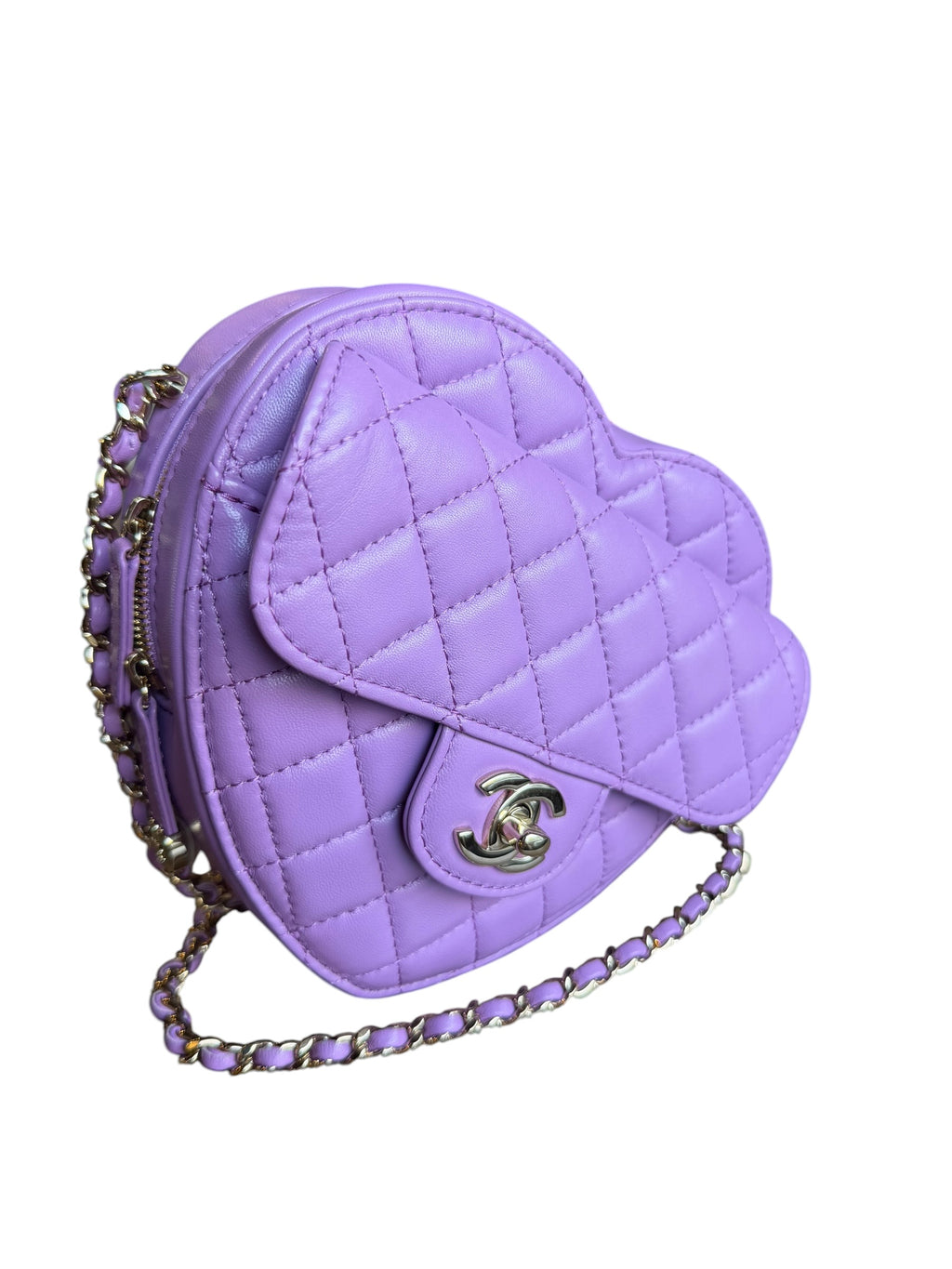 Chanel CC In Love Purple Quilted Leather Heart Bag 2022