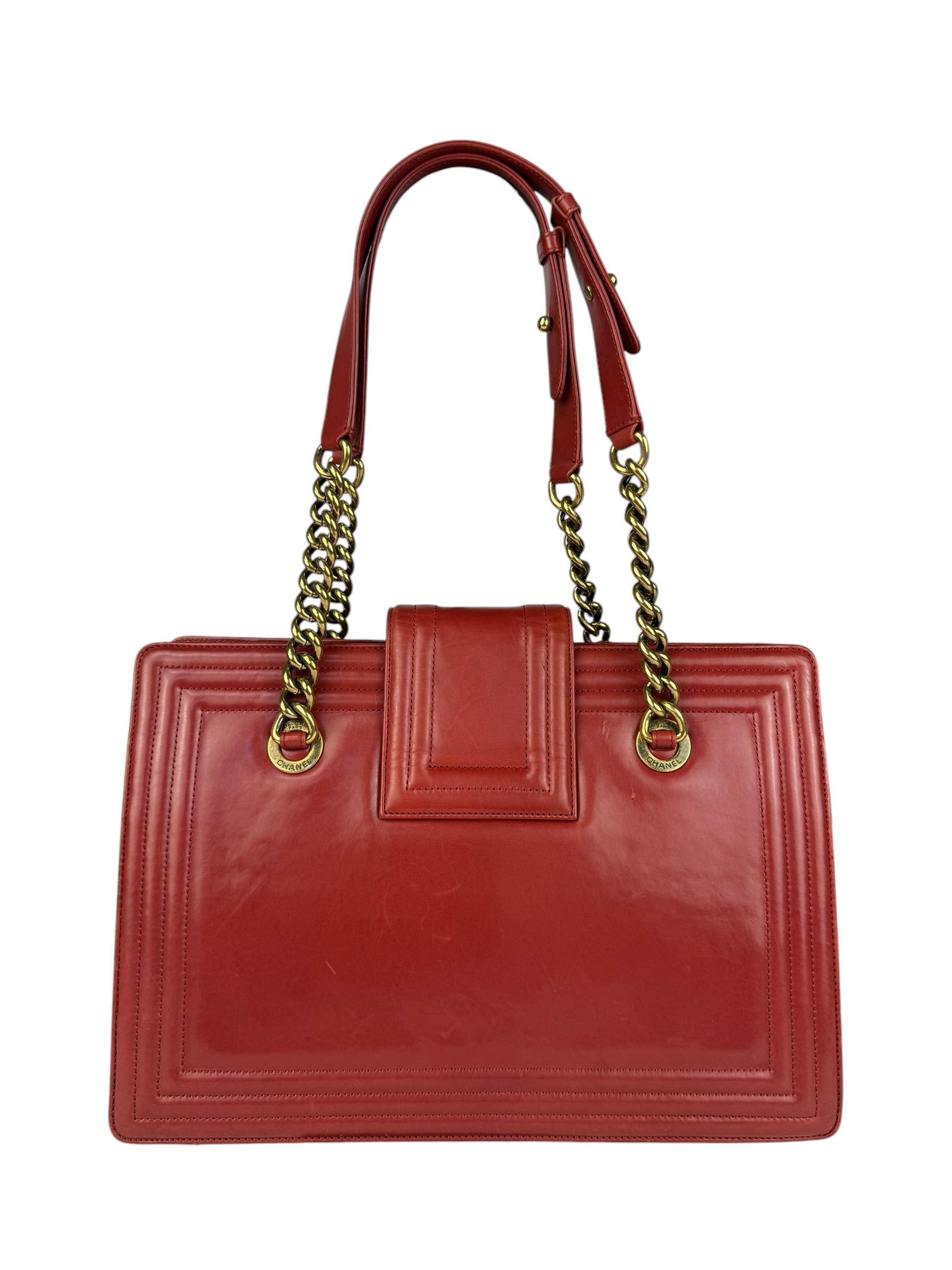 Chanel Red Leather Large Jetsetter Boy 2Way Handbag 2011