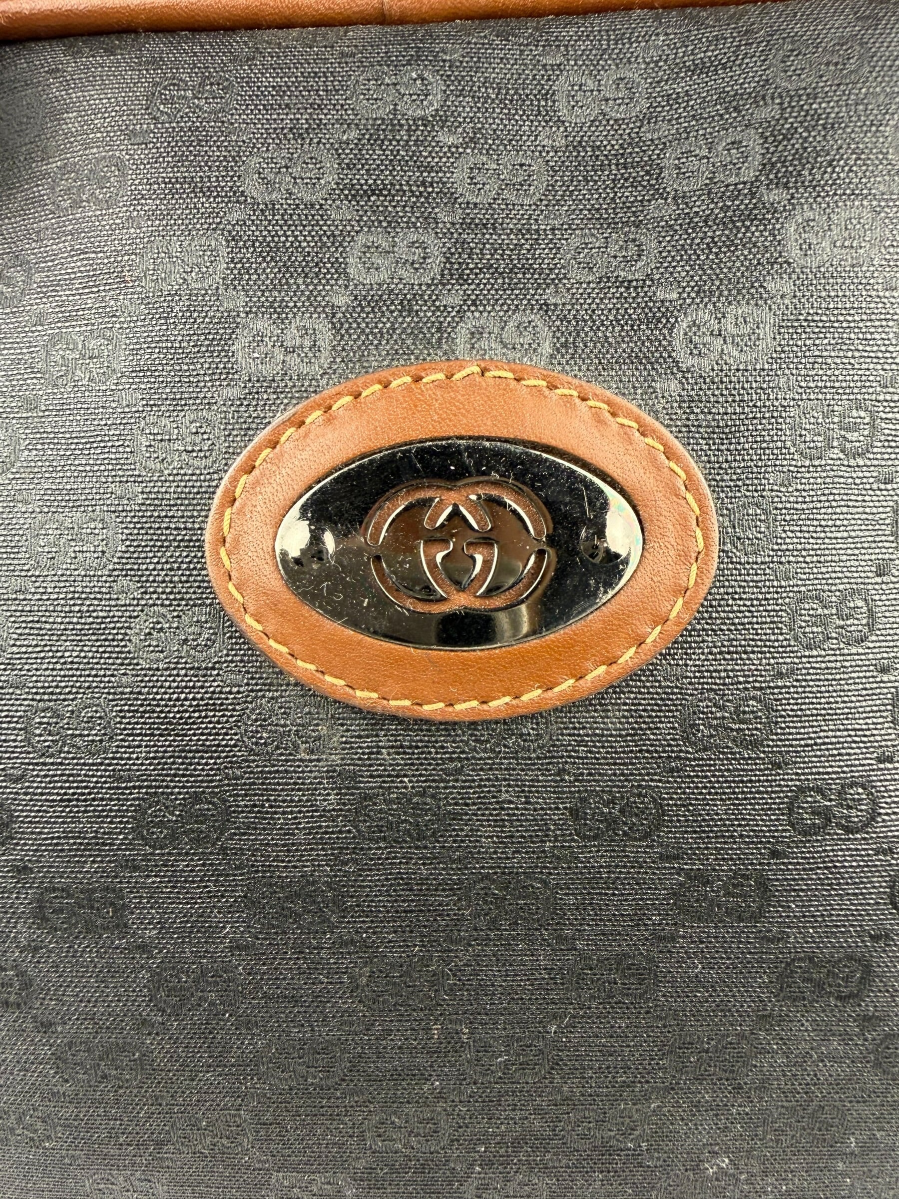 Gucci Vintage Micro GG Black/Brown Supreme Satchel Hand Bag