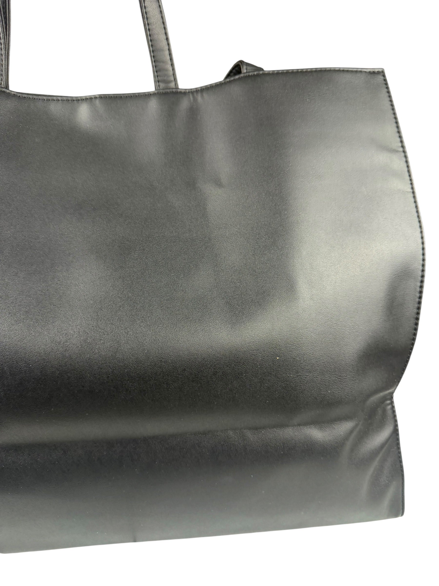 Telfar Black Leather Unisex Shopping Bag