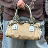 Chloe Beige/Silver Patent Leather Paddington Handbag