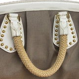 Prada Beige Vitello Trimmed Canapa Bag