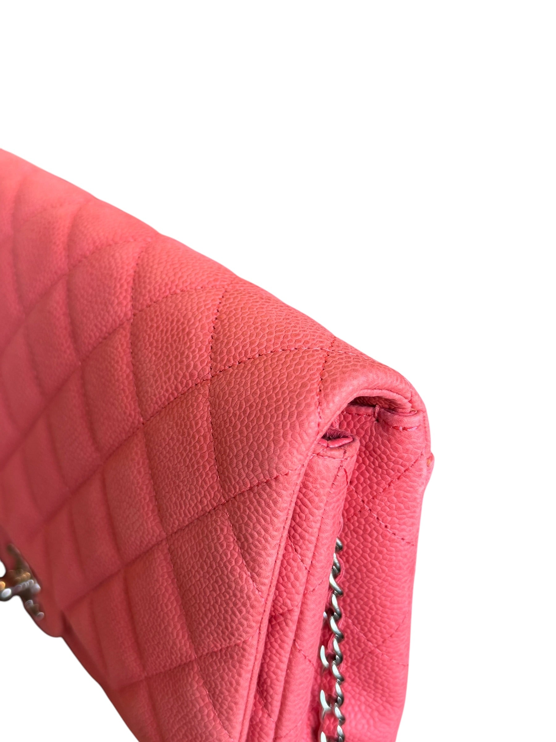 Chanel Coral Pink Matte Quilted Caviar Flap Shoulder Bag 2012