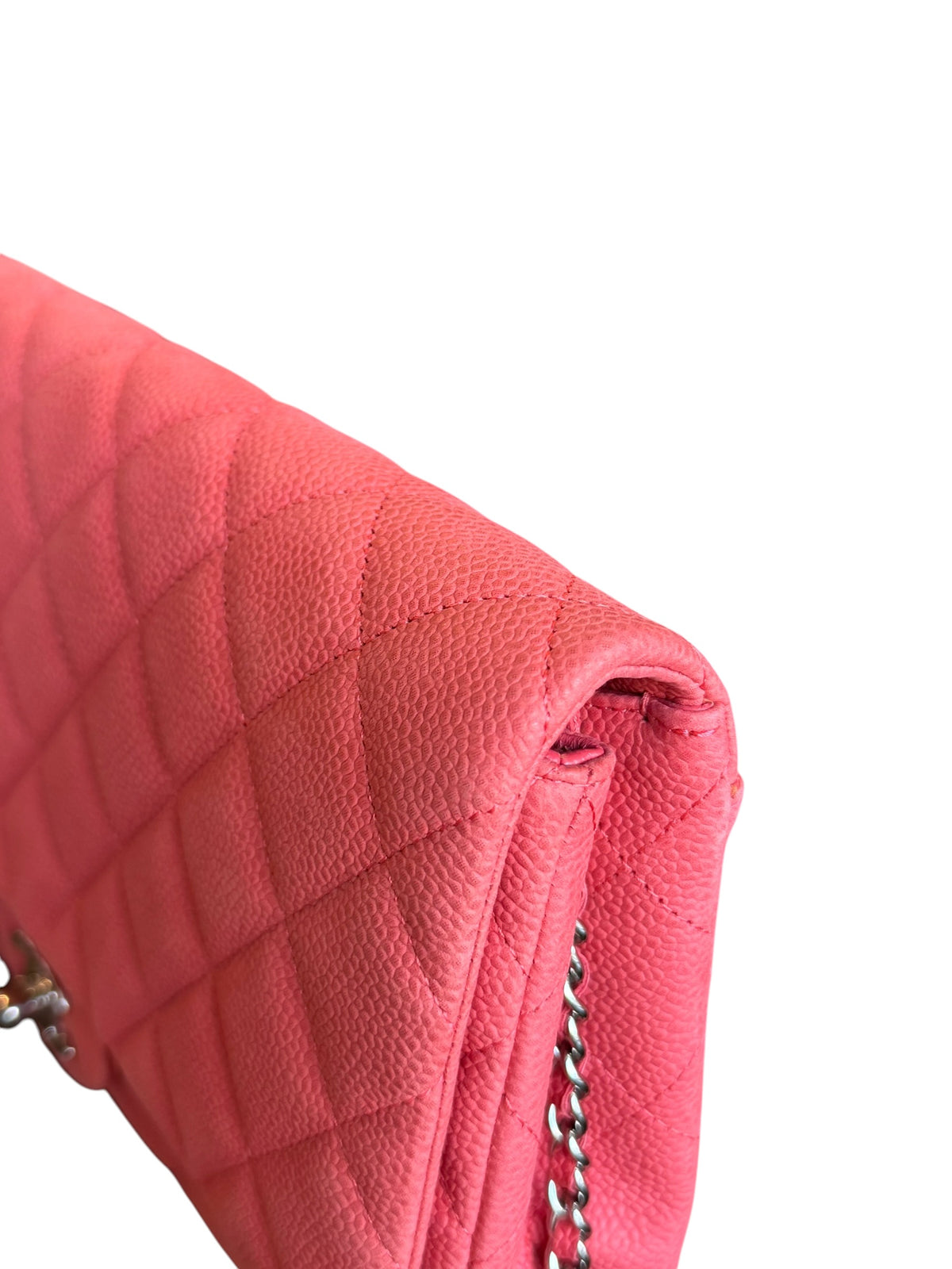 Chanel Coral Pink Matte Quilted Caviar Flap Shoulder Bag 2012