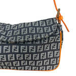 Fendi Orange Leather Trim Zucca Pochette
