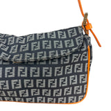 Fendi Orange Leather Trim Zucca Pochette