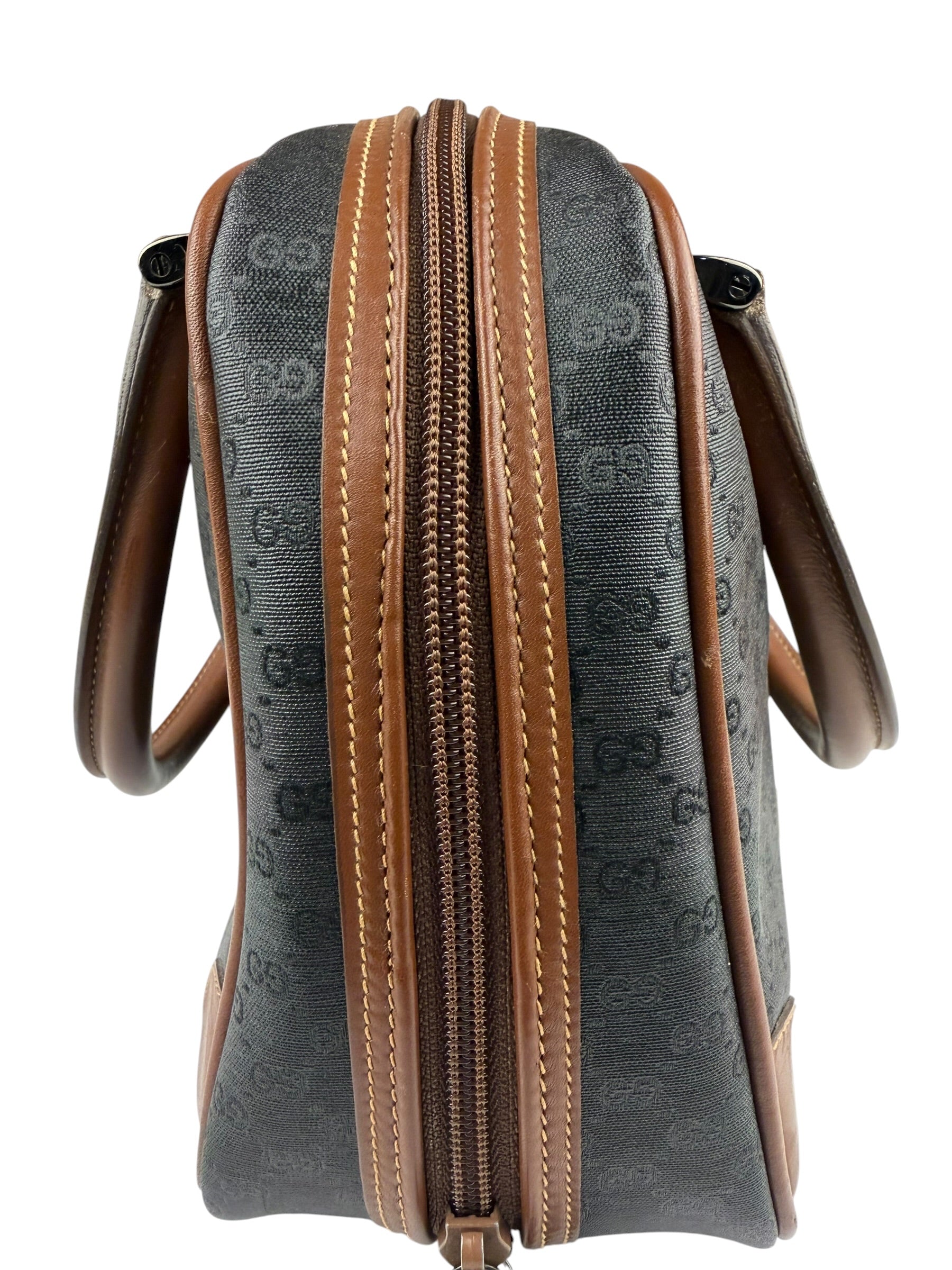 Gucci Vintage Micro GG Black/Brown Supreme Satchel Hand Bag