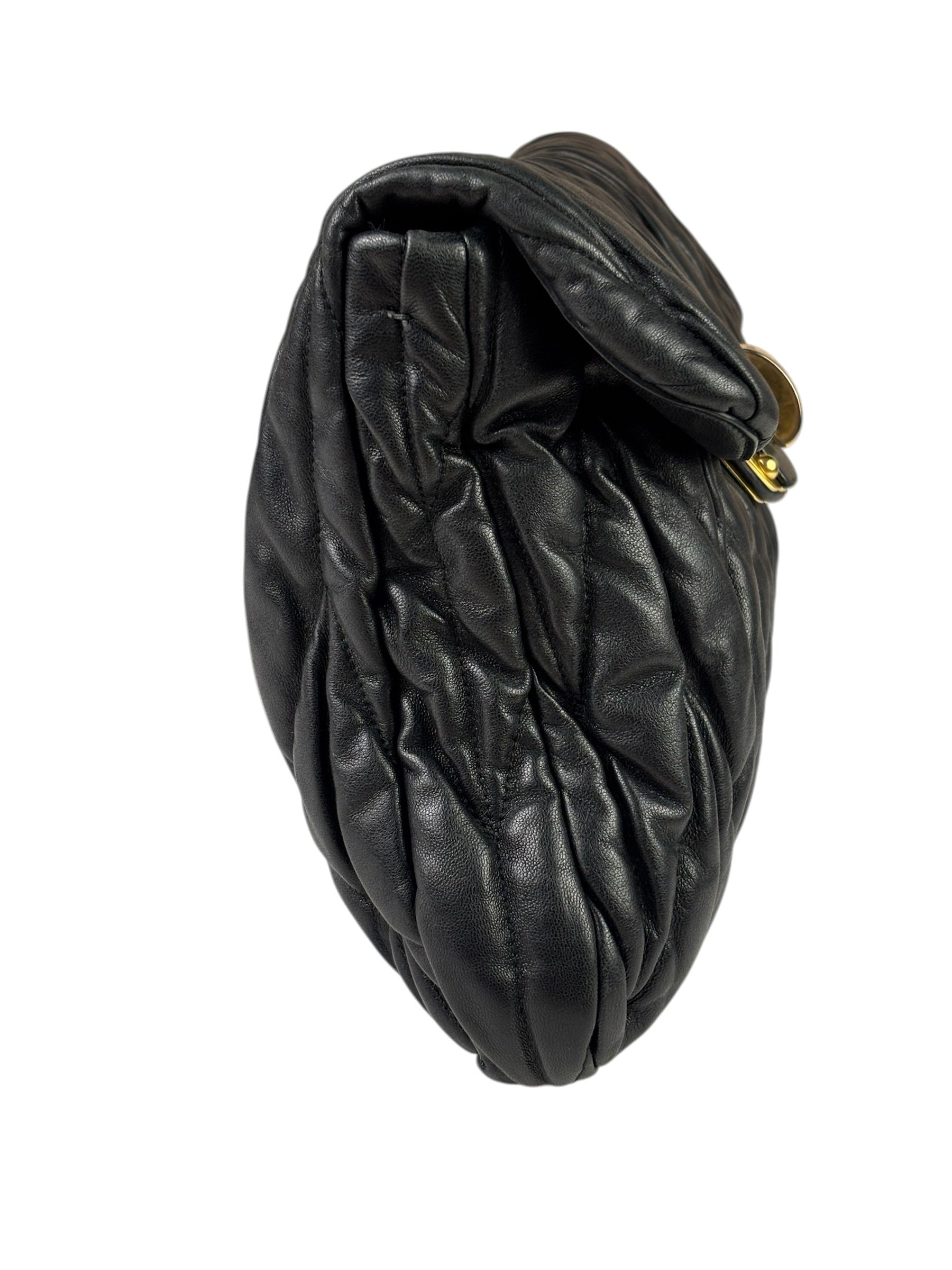 Miu Miu Black Leather Matelasse Shoulder Bag