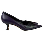 Manolo Blahnik Purple/Black Bow Kitten Heels