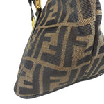 Fendi FF Black Leather Trim Zucca Mamma Pochette