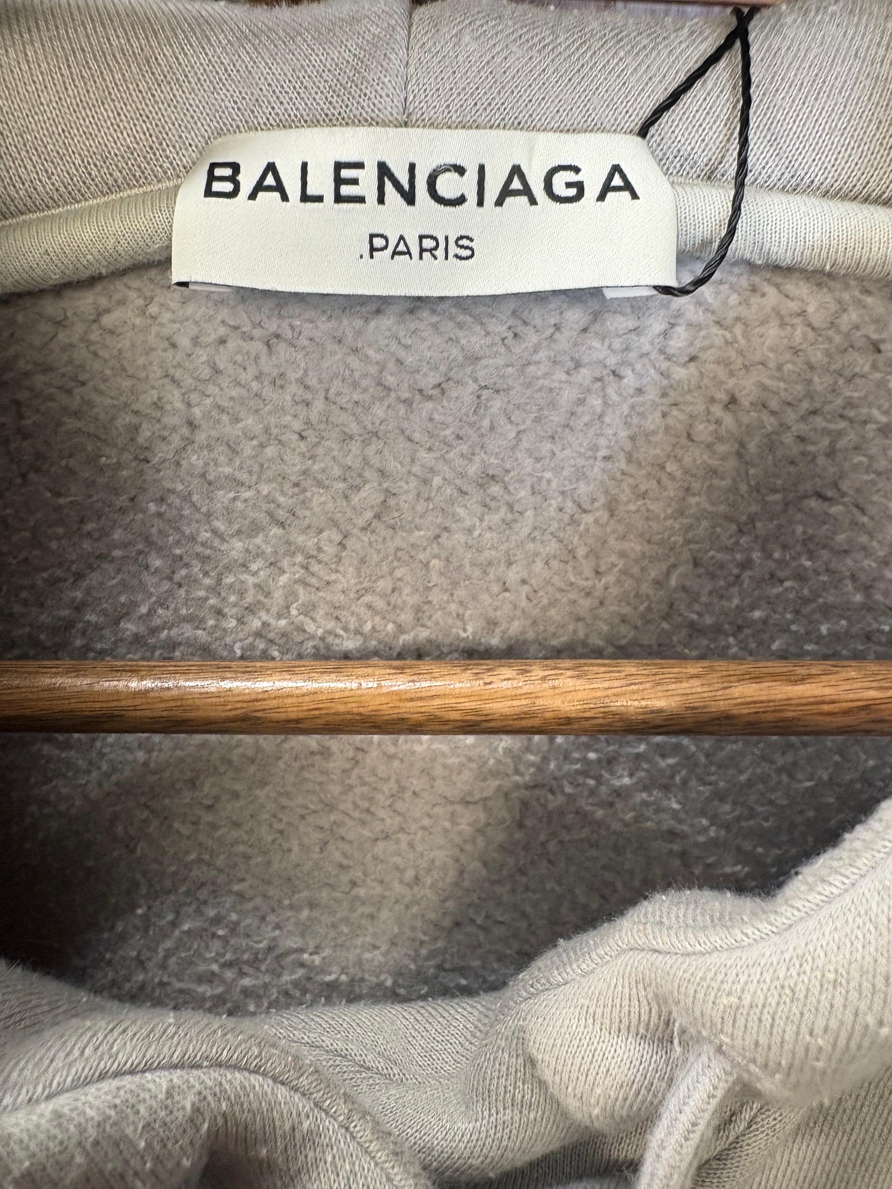 Balenciaga Grey Oversized Cropped Hoodie