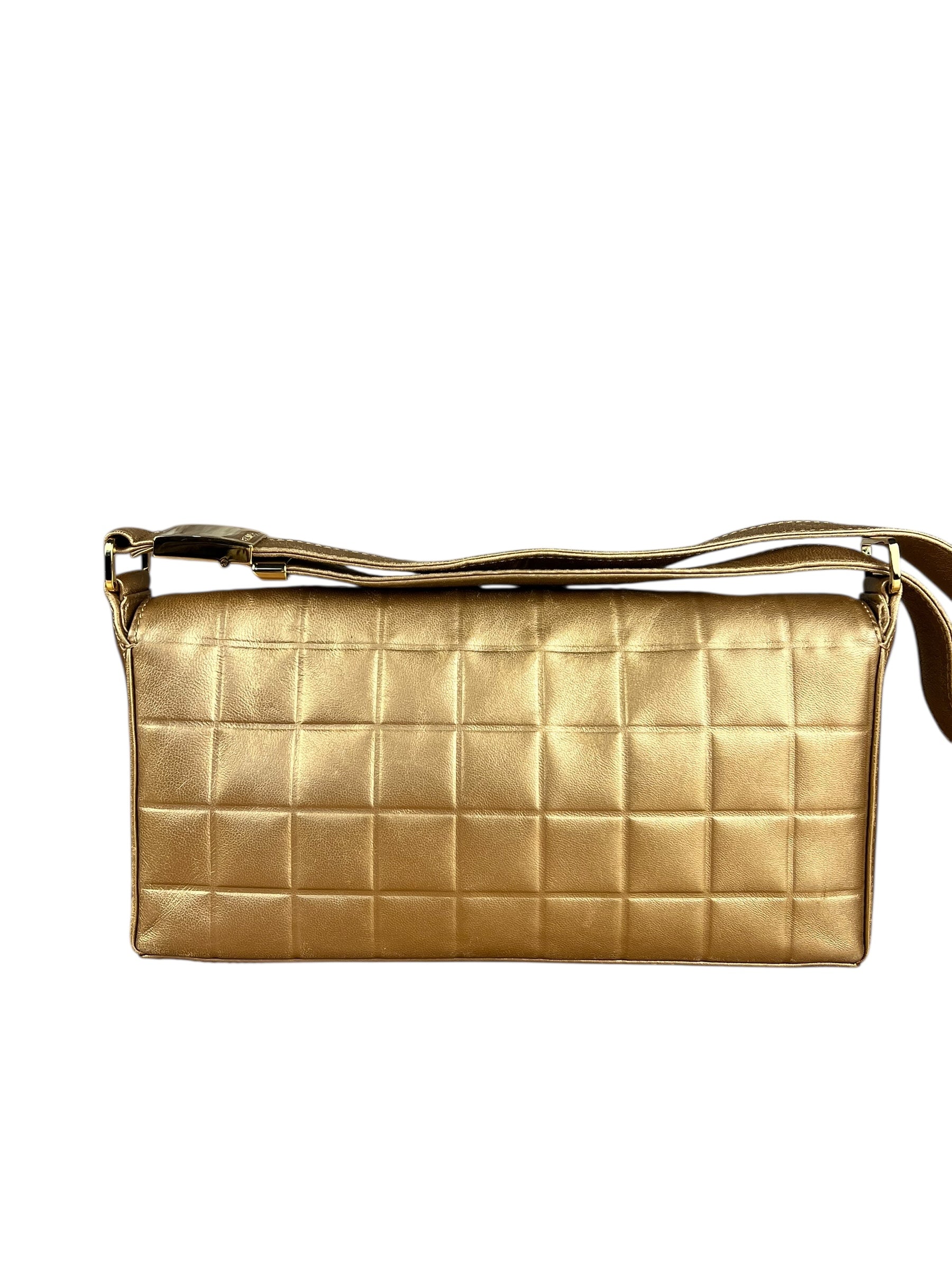 Chanel Gold Leather East West Shoulder Bag 2001