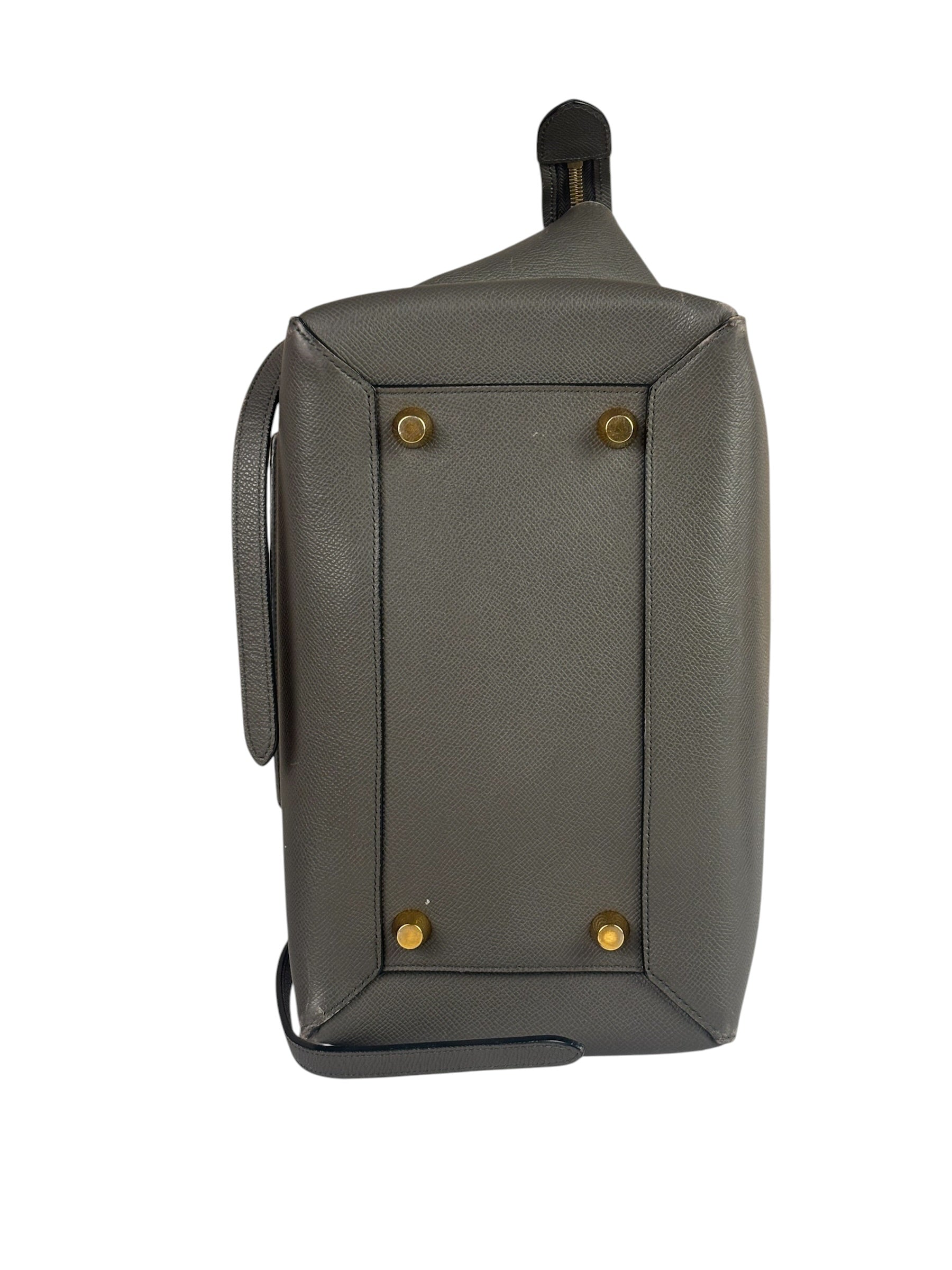 Celine Grey Grained Calfskin Belt Shoulder Bag