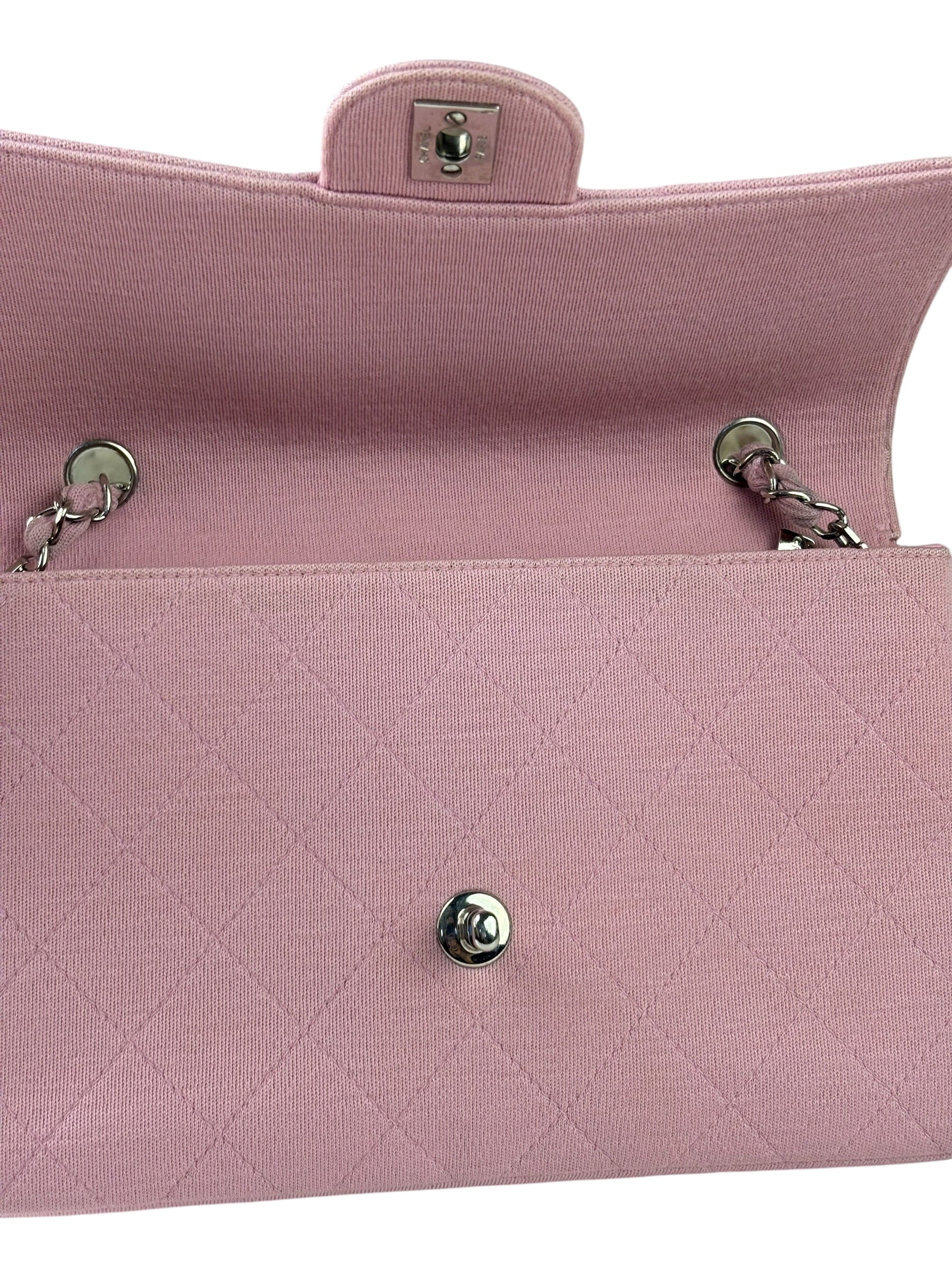 Chanel Pink Quilted Jersey Classic Flap Bag 1997