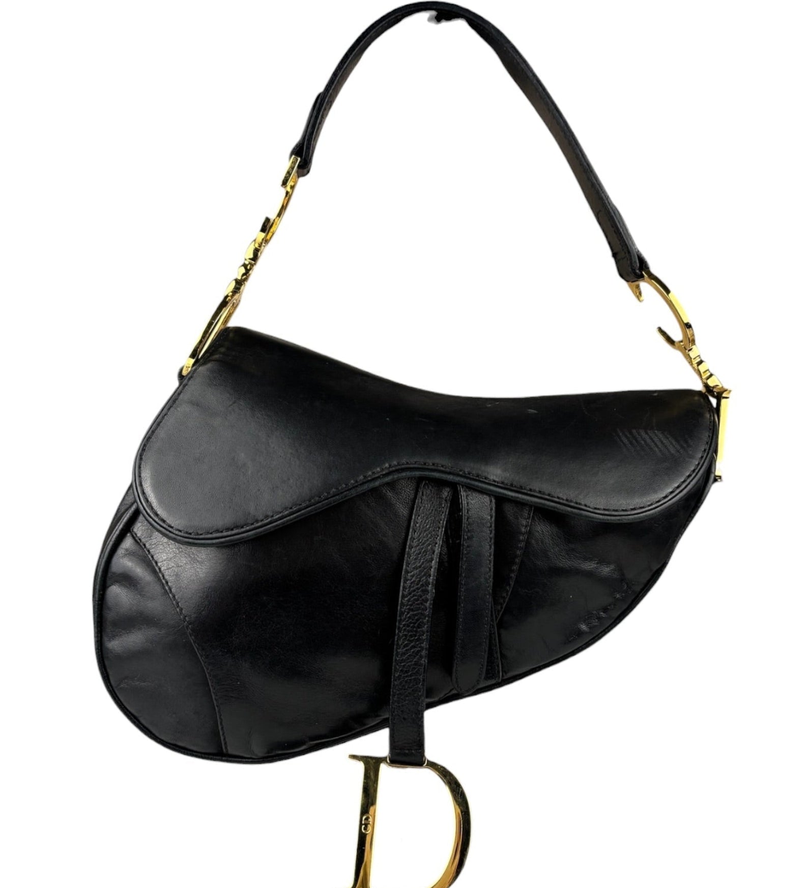 Christian Dior Black Calfskin Saddle Shoulder Bag