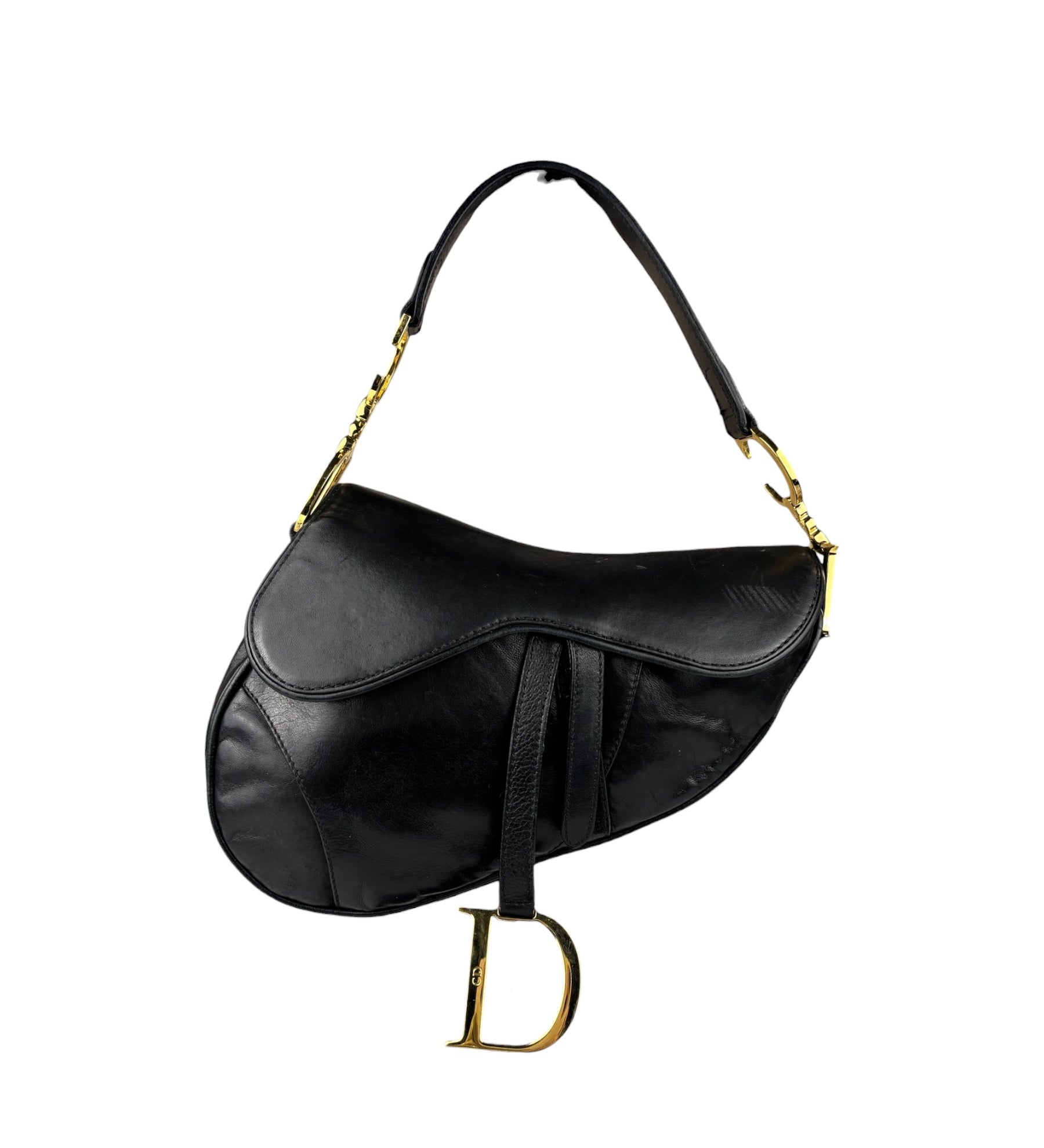 Christian Dior Black Calfskin Saddle Shoulder Bag