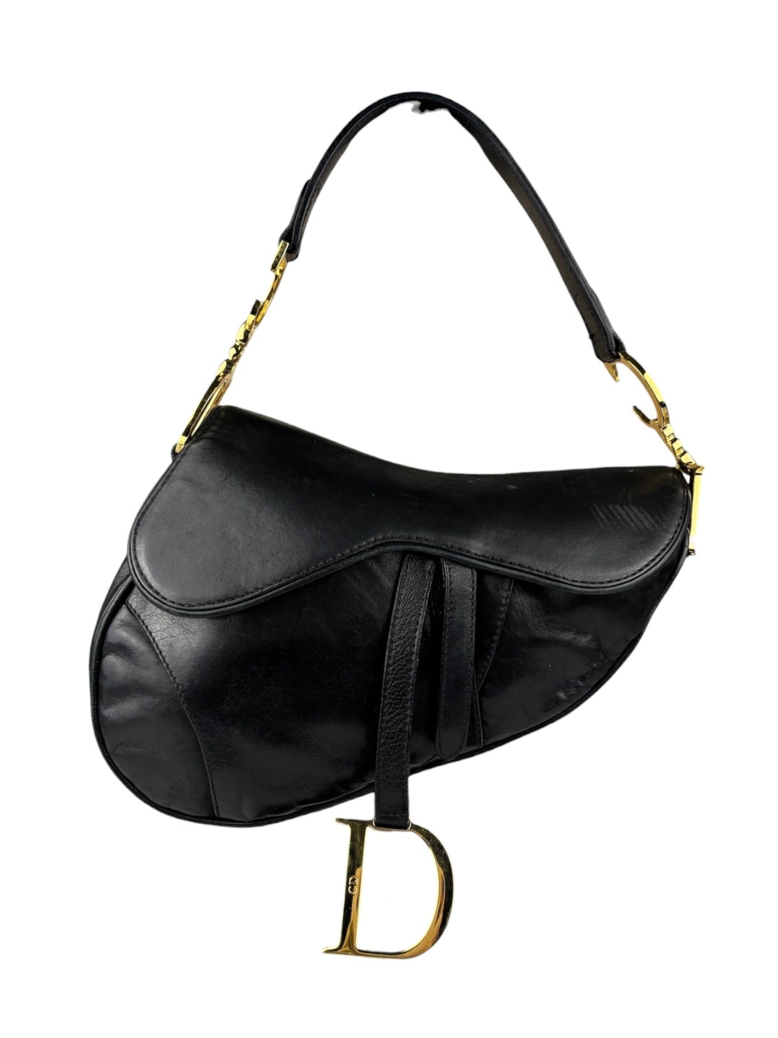 Christian Dior Black Calfskin Saddle Shoulder Bag