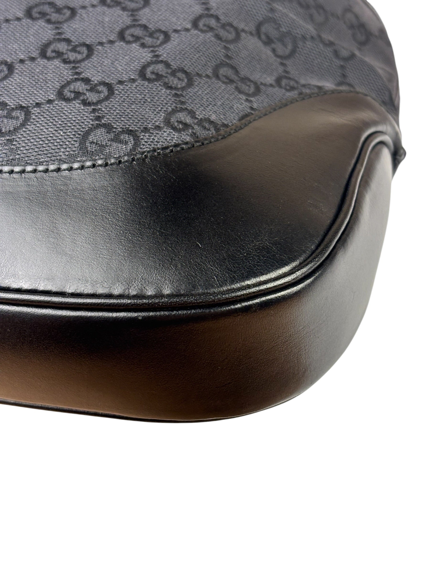 Gucci Black/Grey Leather Trim Jackie Hobo Bag