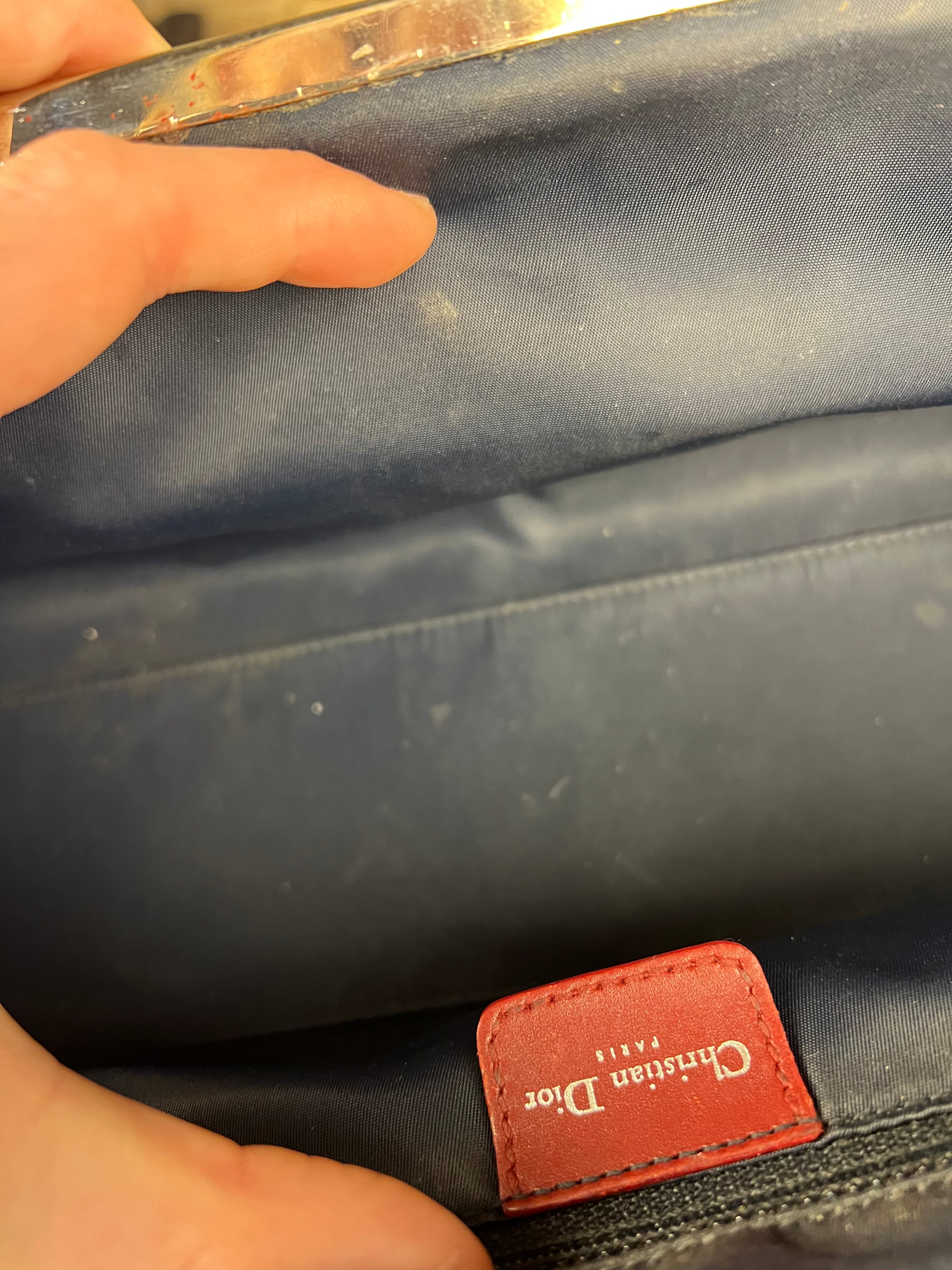 Christian Dior 2005 Doctor Bag Navy/Red Leather Trim