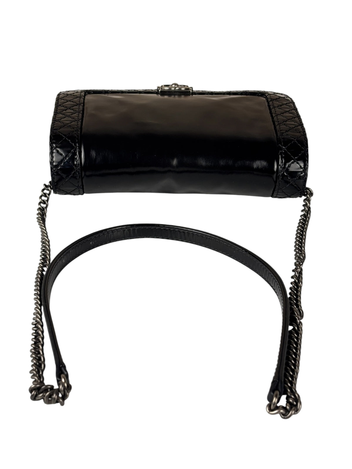 Chanel Black Patent Leather Boy Wallet on Chain Bag 2014
