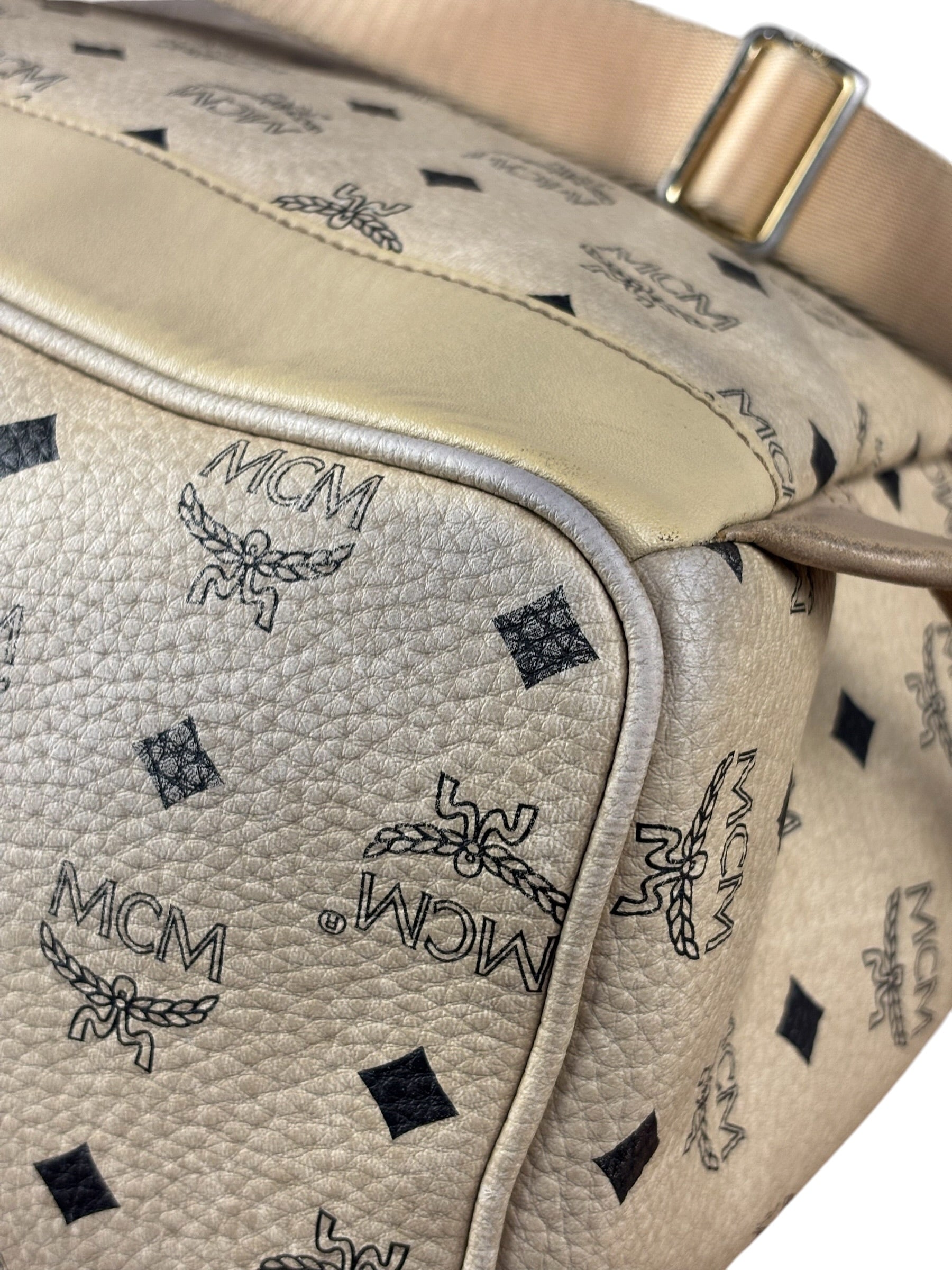 MCM Beige Leather Monogram Medium Stark Backpack