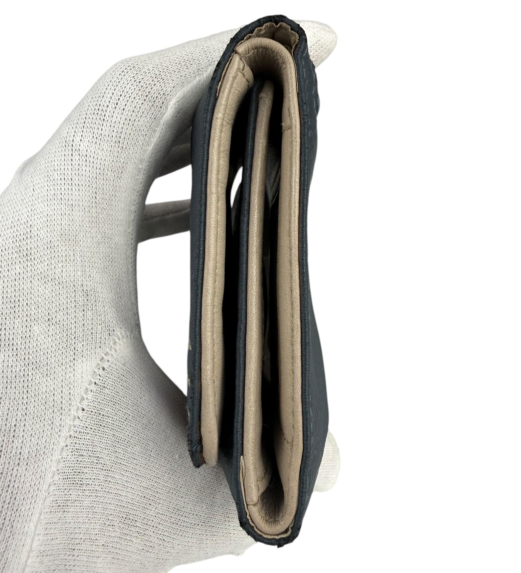 Loewe Muted Slate Blue Leather Monogram Debossed Anagram Wallet