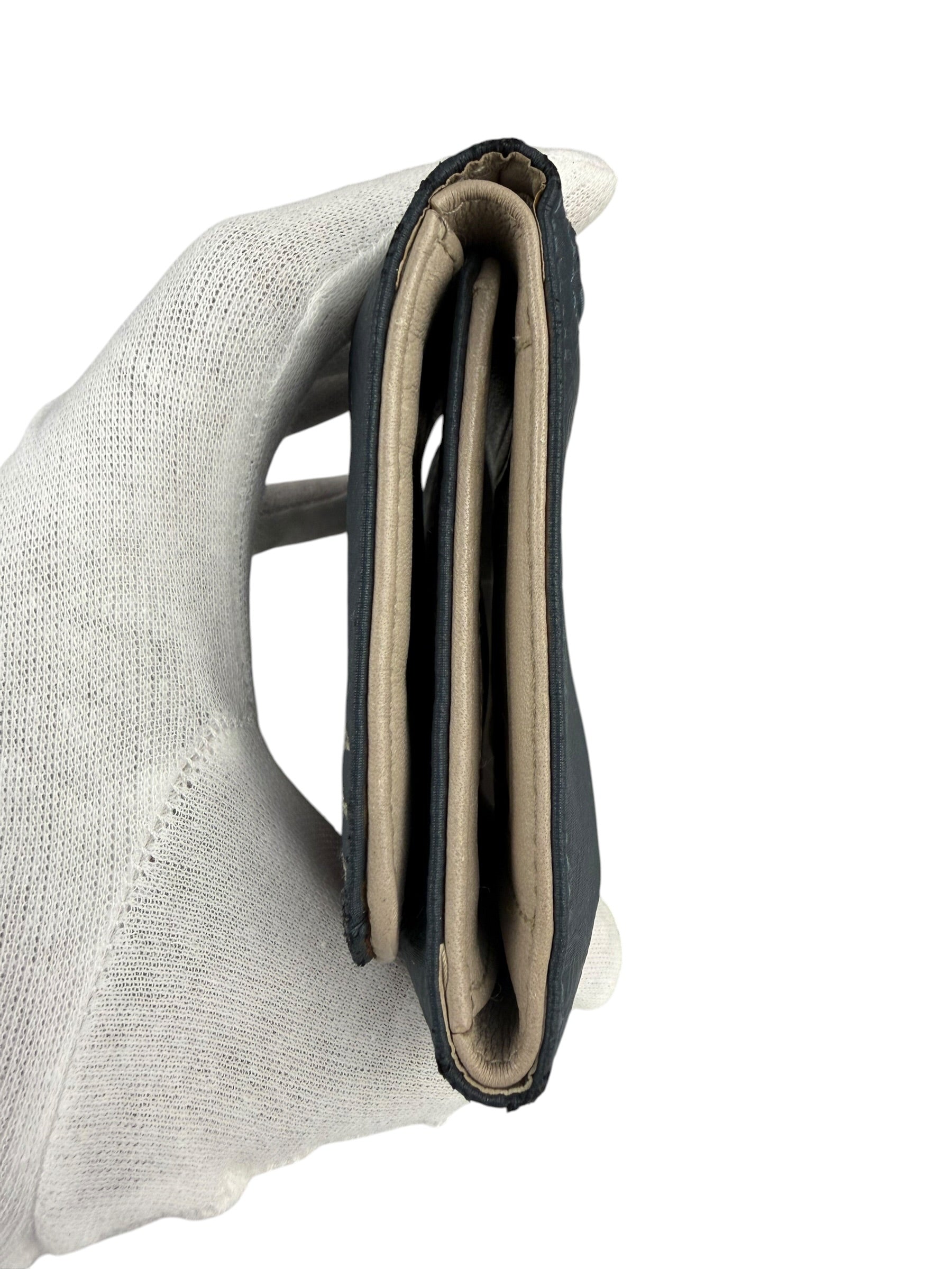 Loewe Muted Slate Blue Leather Monogram Debossed Anagram Wallet