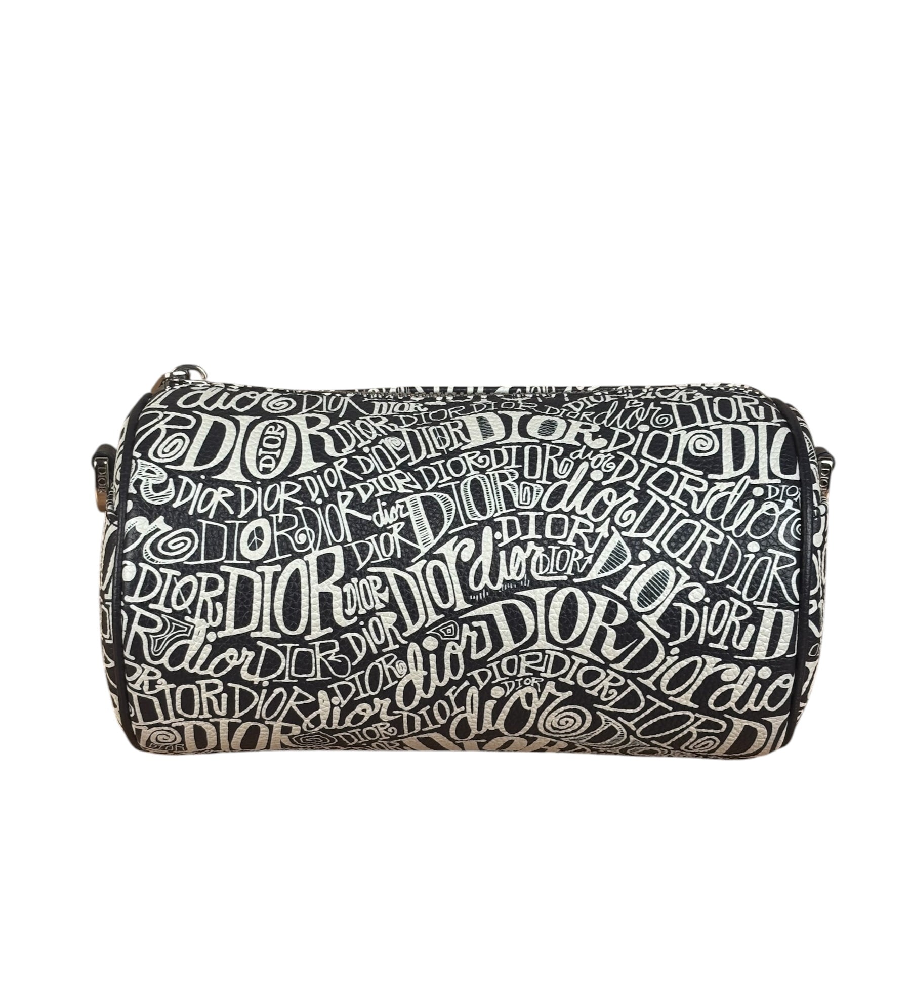 Dior Black/White Shawn Stussy Curvy Script Roller Bag