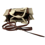 Chloe Beige/Brown Leather Trim Small Woody Two-Way Tote