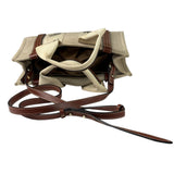 Chloe Beige/Brown Leather Trim Small Woody Two-Way Tote